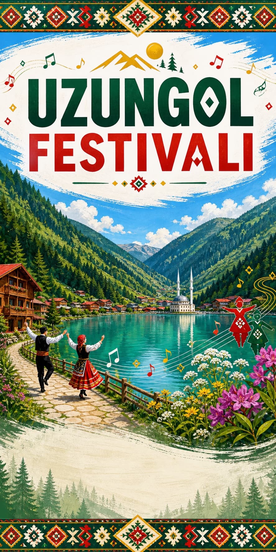 Uzungöl manzarası ve festival kültürünü anlatan görsel